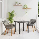 vidaXL Set de masă pentru grădină cu pernă 3 pcs Gri poliratan 3261684
