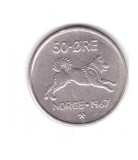 Moneda Norvegia 50 ore 1967, stare buna, curata, Europa, Cupru-Nichel