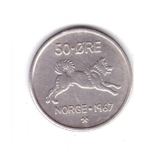 Moneda Norvegia 50 ore 1967, stare buna, curata