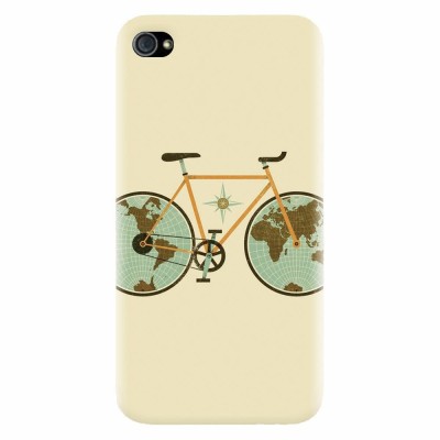 Husa silicon pentru Apple Iphone 4 / 4S, Retro Bicycle Illustration foto