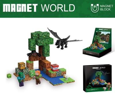 Set Cuburi Magnetice tip Minecraft - Aventura in Padure foto