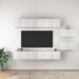 vidaXL Set dulapuri TV, 8 piese, alb, PAL