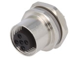 Soclu M12 4 PIN mamă IP67 pentru lipire