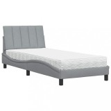 Cumpara ieftin Pat cu saltea, Hanko, gri deschis, 80x200 cm, textil