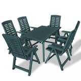 vidaXL Set mobilier de exterior, 7 piese, verde, plastic 275080