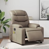 vidaXL Fotoliu electric masaj rabatabil, cappuccino, piele ecologică