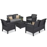 Set Mobilier Gradina Leziter Venus II 6 Locuri Grafit Plastic Ratan Italia Rezistent UV