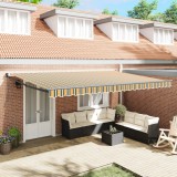 Marchiză Manuală Retractabilă vidaXL Verzi și Galbene 500x300 cm