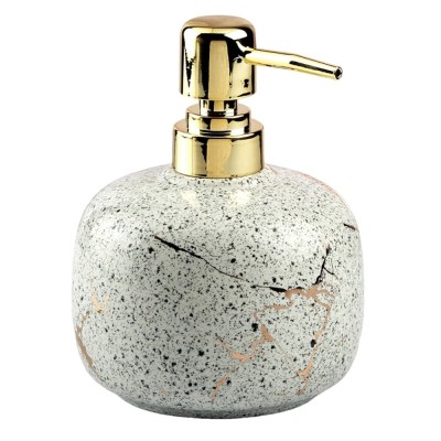 Dispenser ceramic elegant Pufo White Stone pentru sapun lichid, 15 cm, alb foto