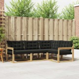 vidaXL Set de canapele de exterior cu pernă 4 pcs Alb și negru 3388630