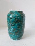 Vaza ceramica vintage WGP Scheurich Fat-Lava 238 14, anii 1970, Mid-Century Pop Art Design, verde-turcoise