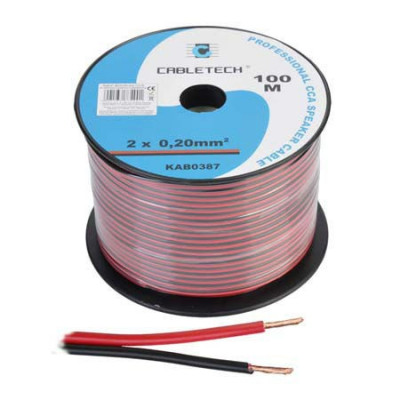 Cablu difuzor CCA 2x0.20mm rosu/negru 100m foto