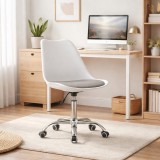 Cumpara ieftin Scaun birou rotativ Leobert Artool Alba, alb/gri, PP, 48x43x91.5cm, reglabil, ergonomic, suporta 120kg