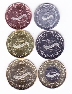 Moneda Armenia 10 - 500 Dram 2023 - UNC ( set x6 comemorative, 1 bimetalica ) foto