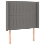 Cumpara ieftin Tablie de pat cu aripioare gri inchis 83x16x118/128 cm textil