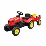 Tractor cu Pedale Rosu pentru Copii +3 Ani, Plastic, Baieti/Fete, Jucarie Gradina
