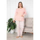 Pijama Dama Bumbac Baki Collection, Marimi Mari (XL-4XL), 2 Piese, Pantalon Lung si Bluza Maneca Lunga, Comoda, Interlok 2039