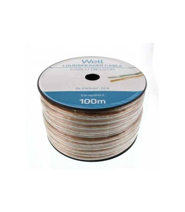 Cablu difuzor transparent CCA 2x2.5 mm Well LSP-CCA2.50TT-100-WL