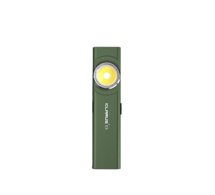 Lanterna EDC Klarus E5, 600 lm, baza magnetica, clips, incarcare USB-C, EDC, dublu LED pentru apropiere si distanta, verde