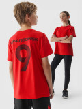 Tricou cu imprimeu pentru copii 4F x Robert Lewandowski - roșu, 4F Sportswear
