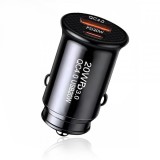 Incarcator Auto Techsuit C4 MiniFuseX, 20W, 3A, 1 x USB-A - 1 x USB-C, Negru