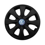 Set 4 capace roti potrivite jantelor de 15 inchi (R15) compatibile VOLKSWAGEN, Model - 316 Black Edition, Sigla Albastra