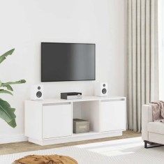 vidaXL Comodă TV, alb, 110,5x35x44 cm, lemn masiv de pin 814340