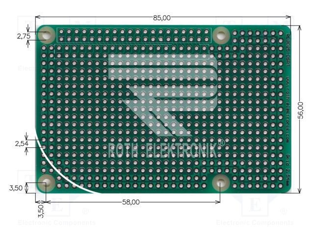 Placă universală două fețe ROTH ELEKTRONIK GMBH W: 56mm L: 85mm