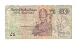 Bancnota Egipt 50 piastres 1994-2008, circulata, uzata, scrisa