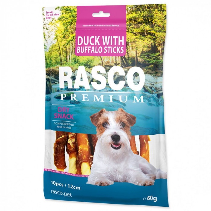 Rasco Premium Gustare uscată sub formă de sticks-uri cu rață și bizon 80 g