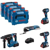 Bosch GSR 18V-90C + GDR 18V-210 C + GBH 18V-24C + GOP 18V-28 - Masina de gaurit si insurubat 64 Nm + Masina de insurubat cu impact 210 Nm + Rotopercut