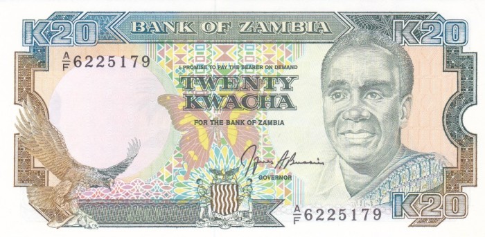 Bancnota Zambia 20 Kwacha (1991) - P32b UNC