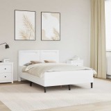 vidaXL Cadru de pat cu benzi LED Alb 140 x 190 cm Piele artificială 42028023