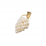 Pandantiv cu perle albe de cultura si metal auriu strugure 18mm, Stonemania Bijou