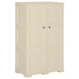 vidaXL Dulap din plastic, 79x43x125 cm, alb angora, design de lemn