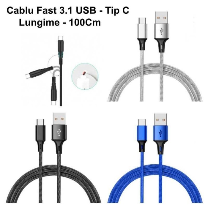 Cablu Usb Fast Charger 3.1 Tip C - 1m / CA-8553 Diverse Culori