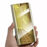 Husa tip carte, flippy, compatibila cu huawei mate 10 lite, flip cover oglinda, auriu