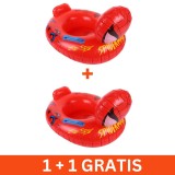 Colac gonflabil tip barcuta cu supereroi, vinil, rosu, 1+1 gratis