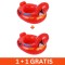 Colac gonflabil tip barcuta cu supereroi, vinil, rosu, 1+1 gratis