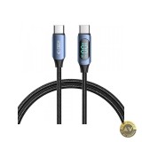 Cablu Date si Incarcare USB-C - USB-C Tech-Protect Ultraboost LED 100W 1m Albastru