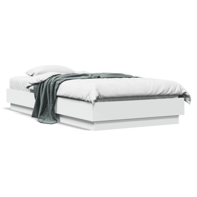 vidaXL Cadru de pat cu lumini LED, alb, 75x190 cm foto