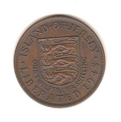 SV * Insula Jersey * UK * Marea Britanie 1 / 12 SHILLING 1945 WWII * AUNC
