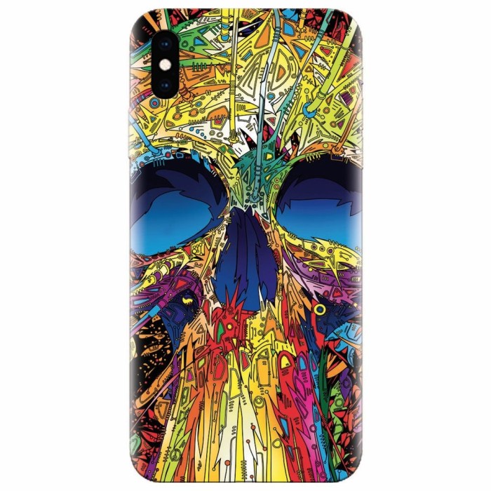 Husa silicon pentru Apple Iphone X, Abstract Multicolored Skull