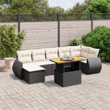 Cumpara ieftin Gossi set mobilier de gradina cu perne, 8 piese, negru, poliratan