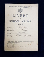 LIVRET DE SERVICIU MILITAR , ELIBERAT IN 1931 foto