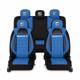 Set Huse Scaune Universale Racing, Albastru cu Negru Personalizate cu Seat