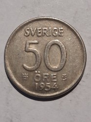 Moneda 50 &amp;ouml;re 1954 argint Suedia foto