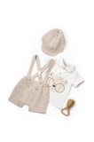 Set tricou, salopeta si sapca TeddyBear, 100% bumbac organic, BabyCosy (Marime: 18-24 Luni)