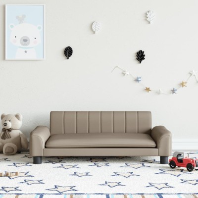 vidaXL Canapea pentru copii, cappuccino, 90x53x30 cm, piele ecologică foto