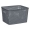 Coș Depozitare Plastic, 20L, Model Perforat, Cu M&acirc;nere, Gri